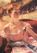 Mary Cassatt Lydia in a Loge Wearing a Pearl Necklace oil on canvas